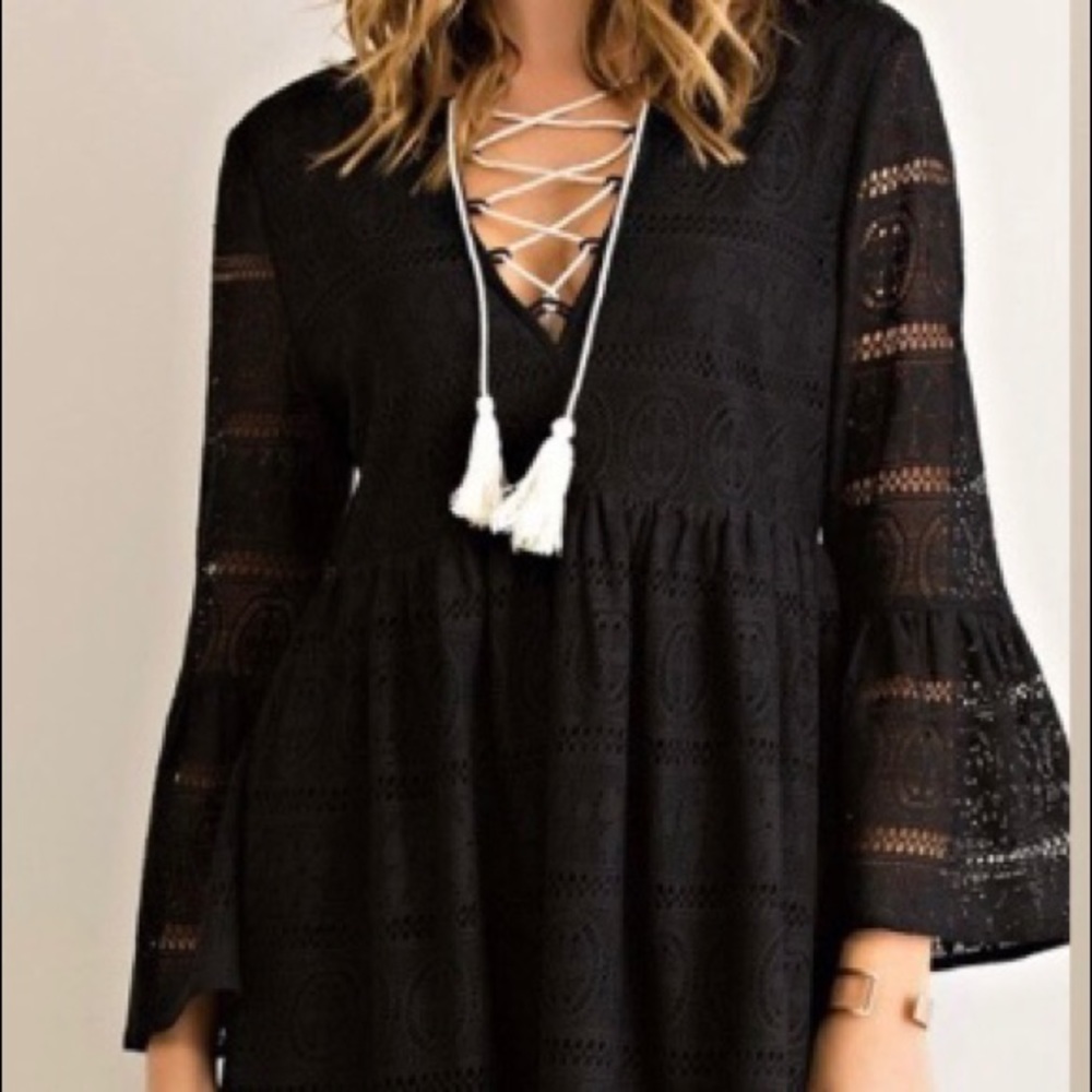 Black lace babydoll dress